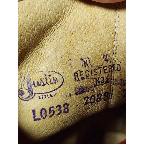 Justin Roper Kiltie Boots Red Vintage Size 7B Pebbled Leather - Picture 9 of 9